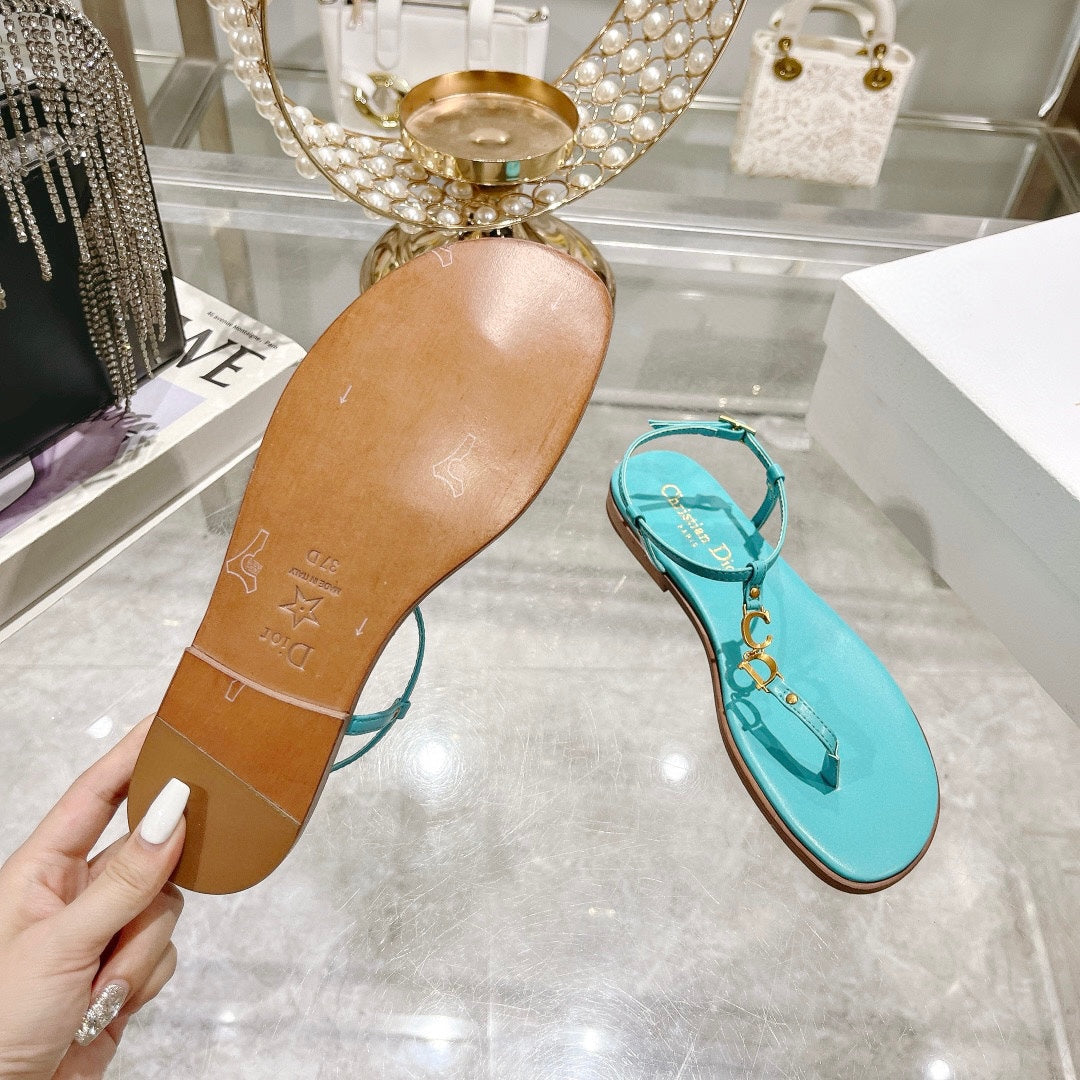 DIOR IVIERA C'EST THONG SANDAL SKY BLUE AQUAMARINA CALFSKIN