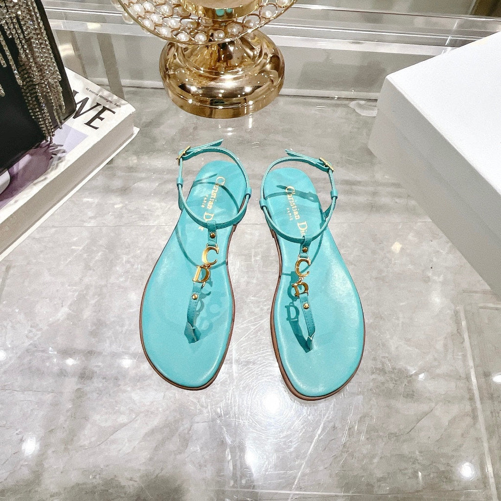 DIOR IVIERA C'EST THONG SANDAL SKY BLUE AQUAMARINA CALFSKIN