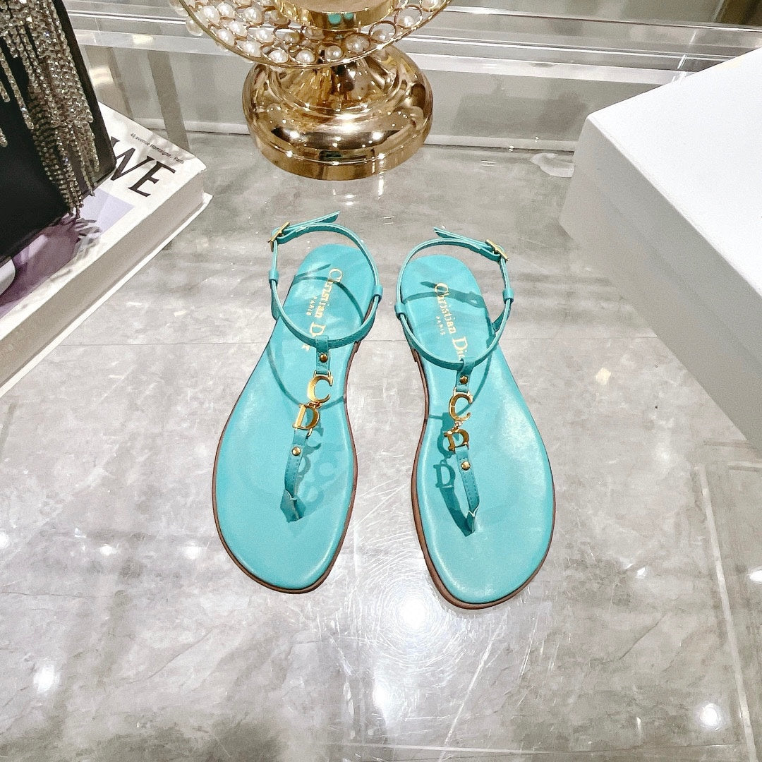 DIOR IVIERA C'EST THONG SANDAL SKY BLUE AQUAMARINA CALFSKIN