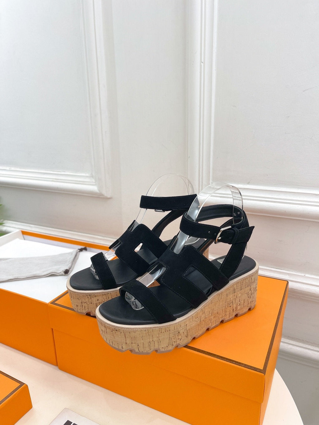 HERMES Havane 30 Sandal Black Suede