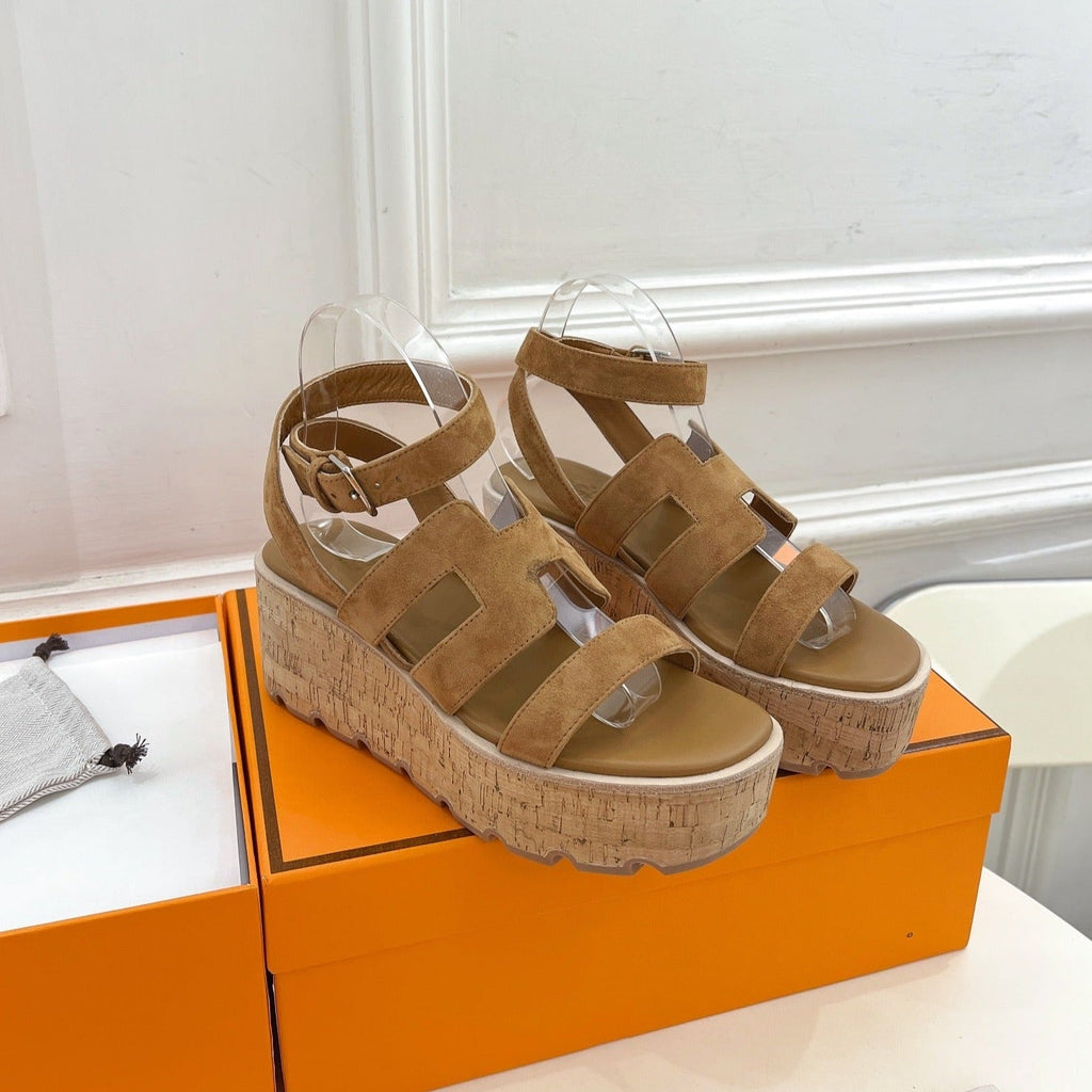 HERMES Havane 30 Sandal Brown Suede