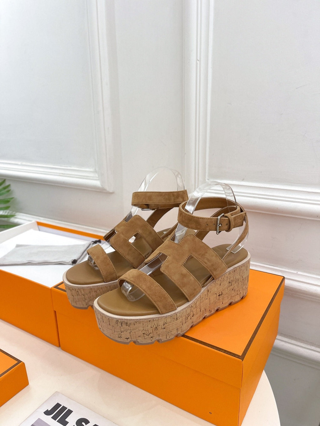 HERMES Havane 30 Sandal Brown Suede