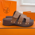 HERMES KOS CLOG IN BRONZE BROWN CALFSKIN
