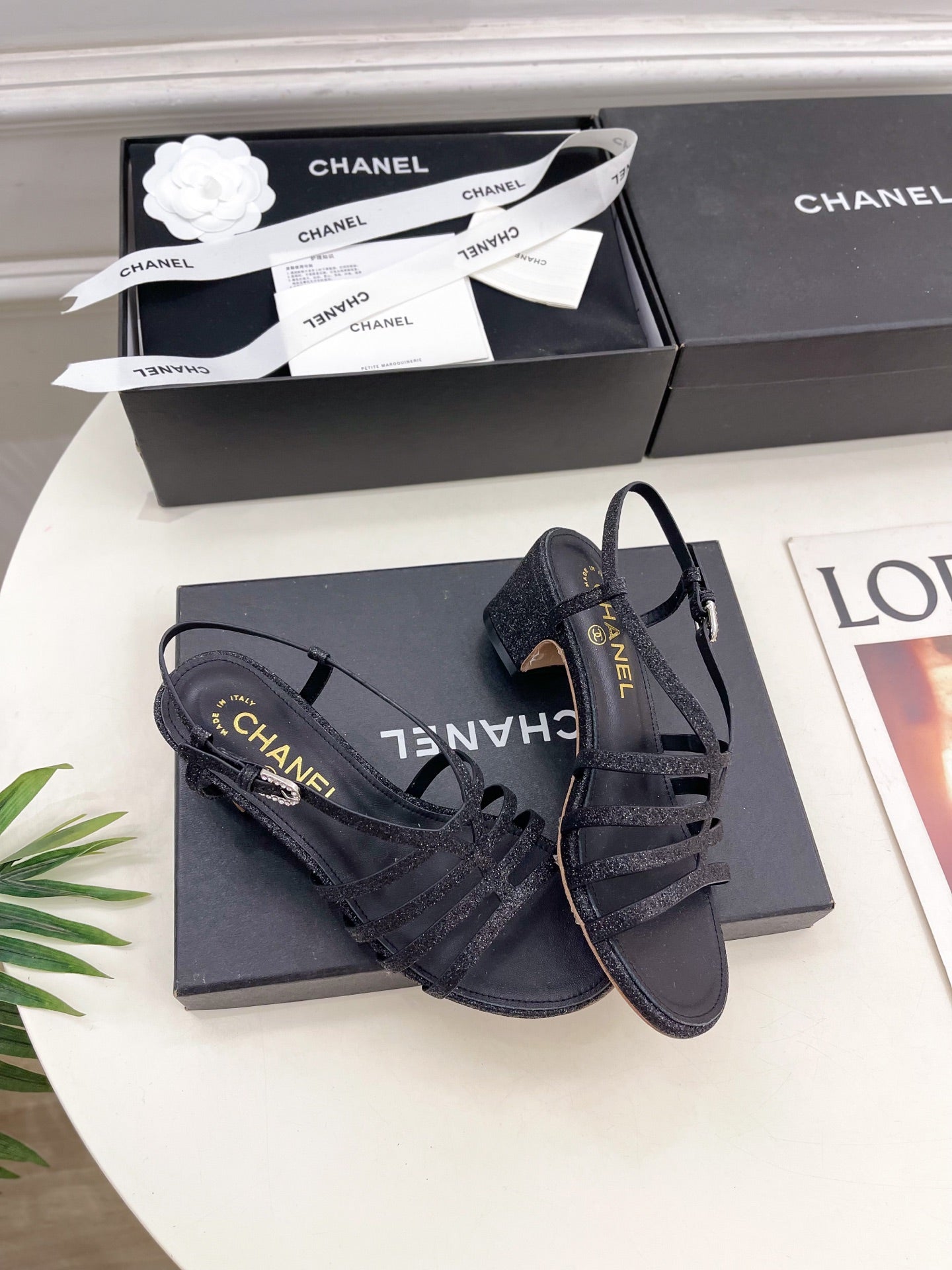 CHANEL BLACK ROMAN 5 CM SANDALS