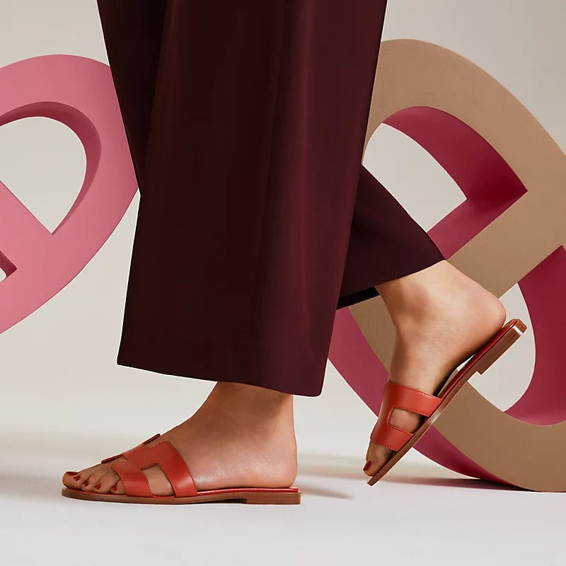 HERMES 0RAN SANDAL ORANGE BRULEE