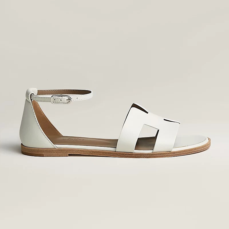 HERMES SANTORINI SANDAL WHITE CALFSKIN