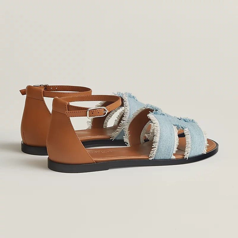 HERMES SANTORINI SANDAL BLEU CLAIR