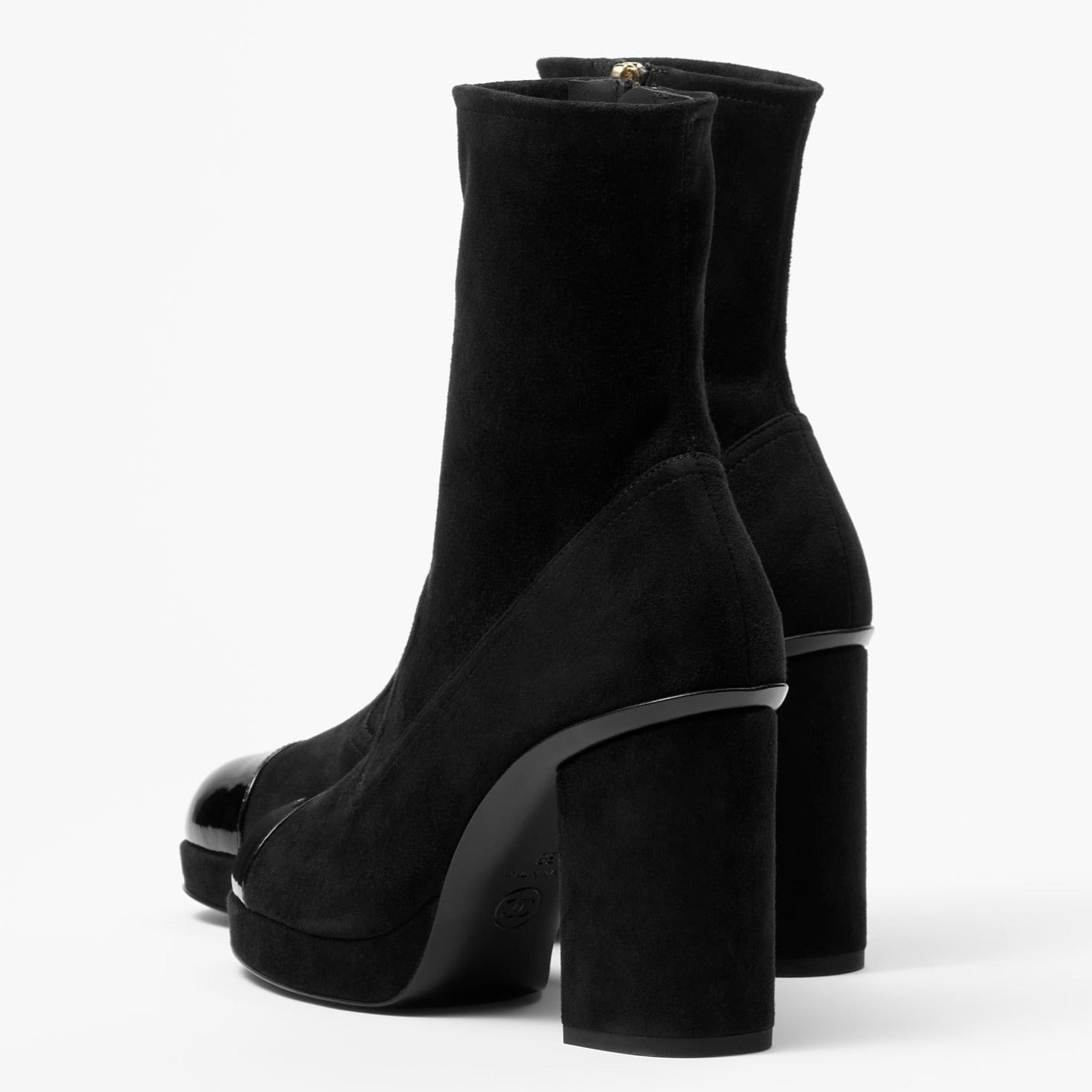 CHANEL SHORT BOOTS BLACK SUEDE KIDSKIN