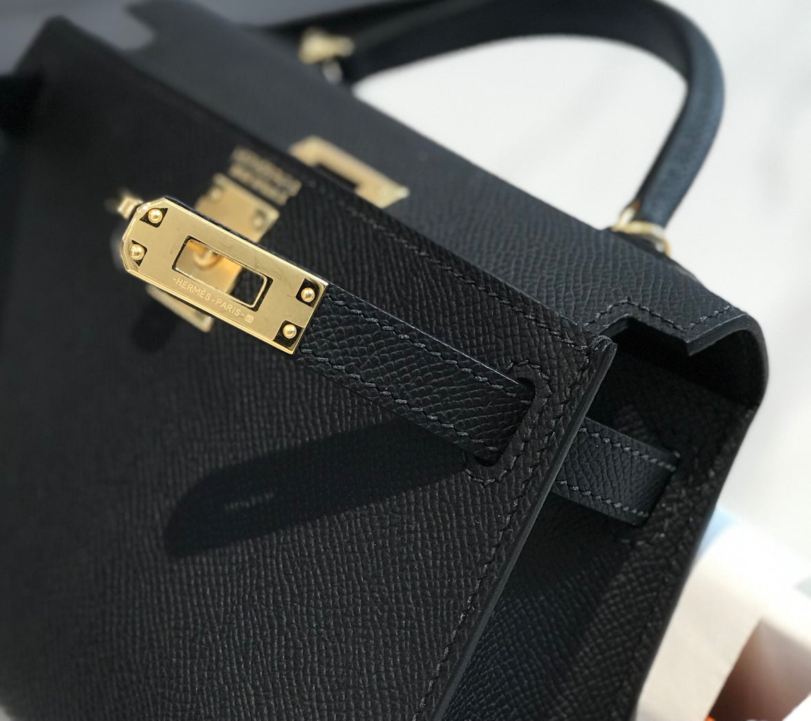 HERMES KELLY MINI 20 BLACK EPSOM GOLD HARDWARE