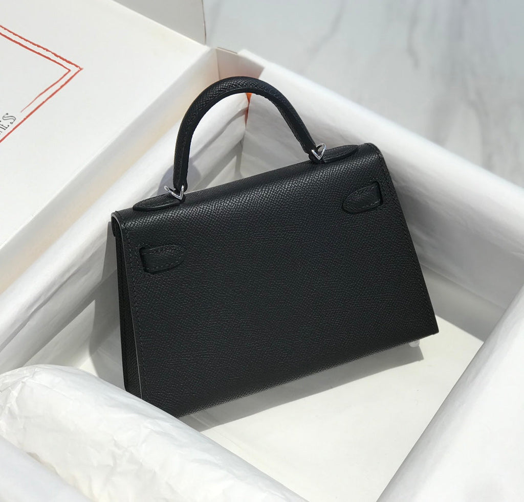 HERMES KELLY MINI 20 BLACK EPSOM SILVER HARDWARE