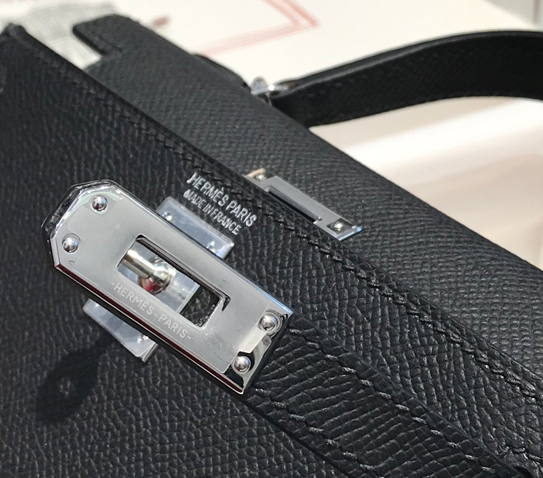 HERMES KELLY MINI 20 BLACK EPSOM SILVER HARDWARE