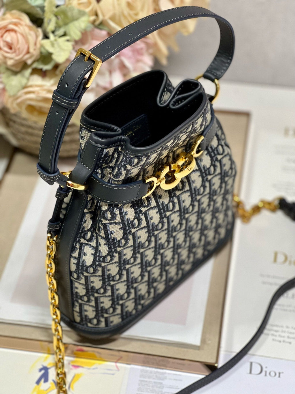 DIOR CEST CD 24CM BLUE OBLIQUE EMBROIDERY
