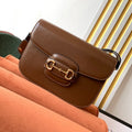 GUCCI 1955 Horsebit Bag 25cm Brown Calfskin Gold Hardware
