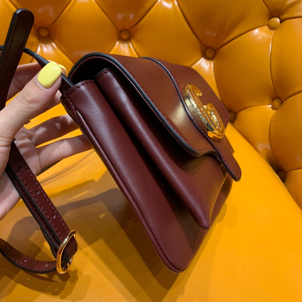 GUCCI Arli Bag 25cm Burgundy Calfskin Gold Hardware