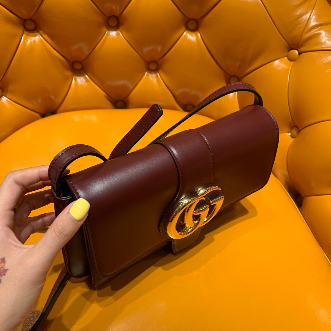 GUCCI Arli Bag 25cm Burgundy Calfskin Gold Hardware