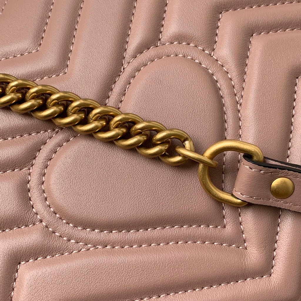 GUCCI Marmont 26.5cm Dark Beige Calfskin Gold Hardware