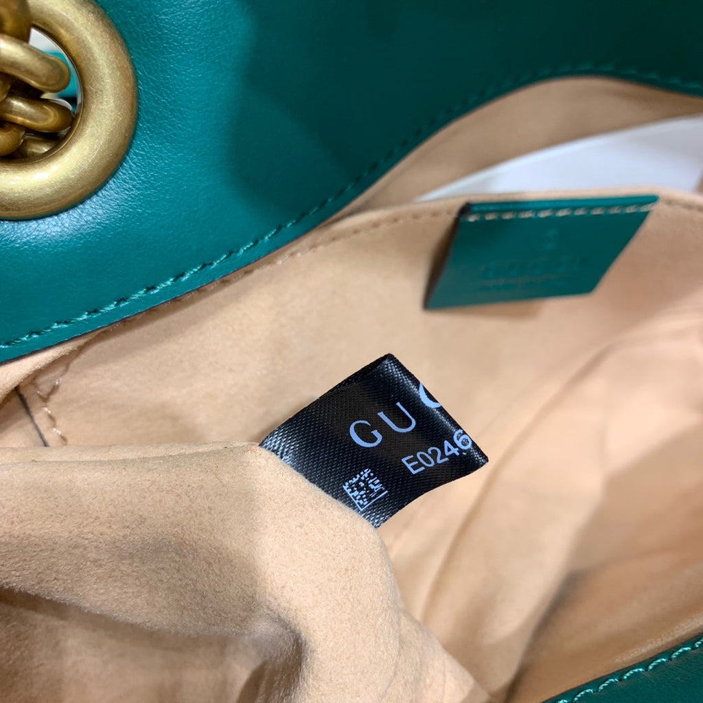 GUCCI Marmont 22cm Turquoise Calfskin Gold Hardware
