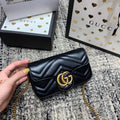 GUCCI Marmont Mini 16.5cm Black Calfskin Gold Hardware