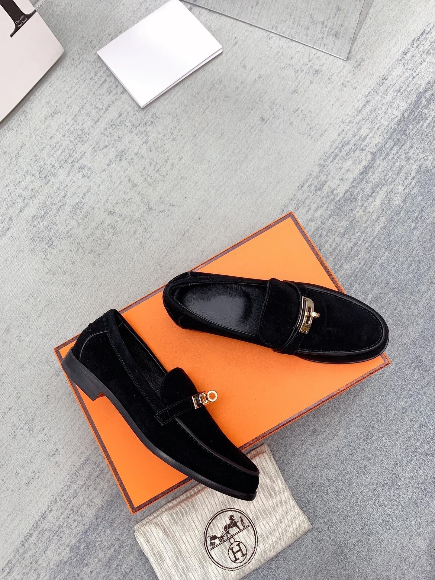 HERMES Destin Loafer Suede Black