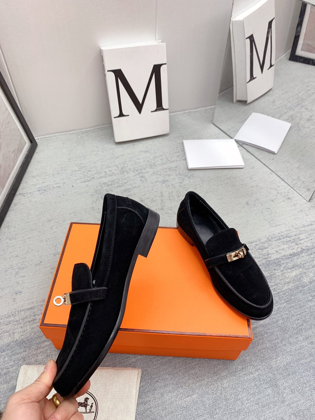 HERMES Destin Loafer Suede Black