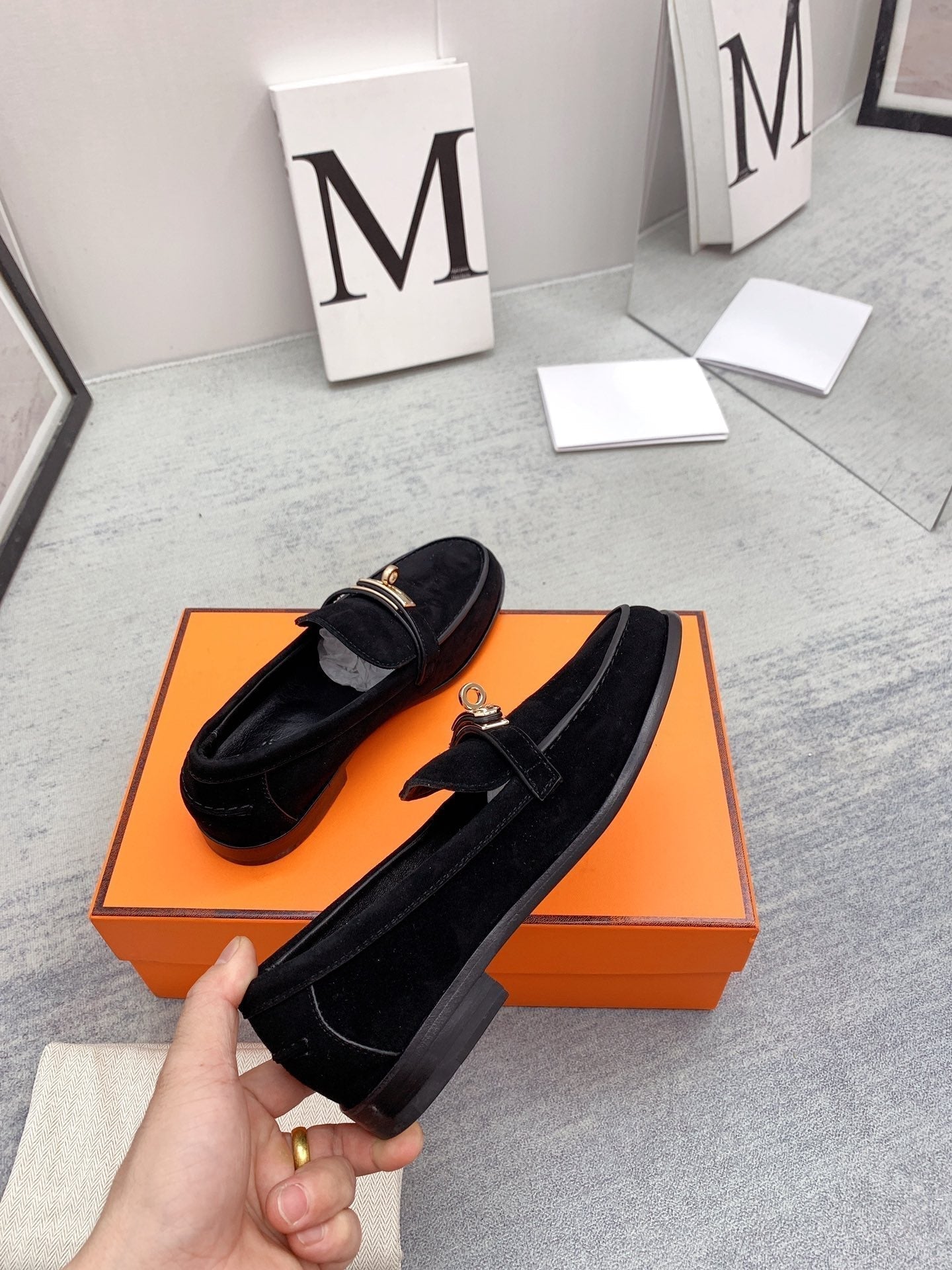 HERMES Destin Loafer Suede Black