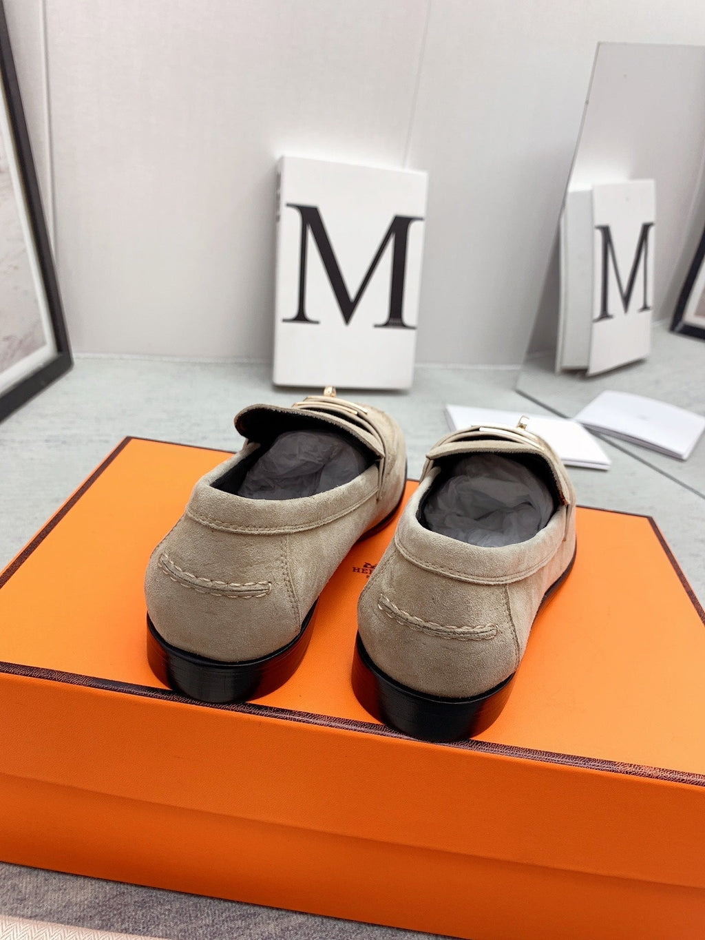 HERMES Destin Loafer Suede Beige