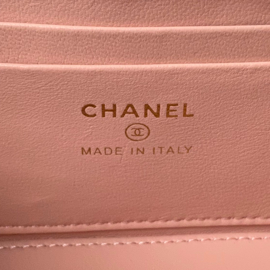 CHANEL Vanity Case 17cm Pink Lambskin Gold hardware