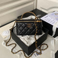 CHANEL Vanity Case 17cm Black Lambskin Gold hardware