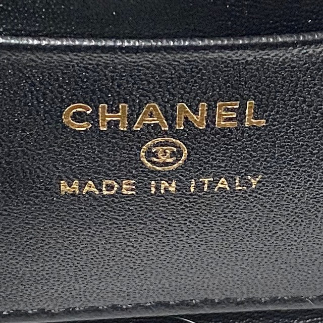 CHANEL Vanity Case 17cm Black Lambskin Gold hardware
