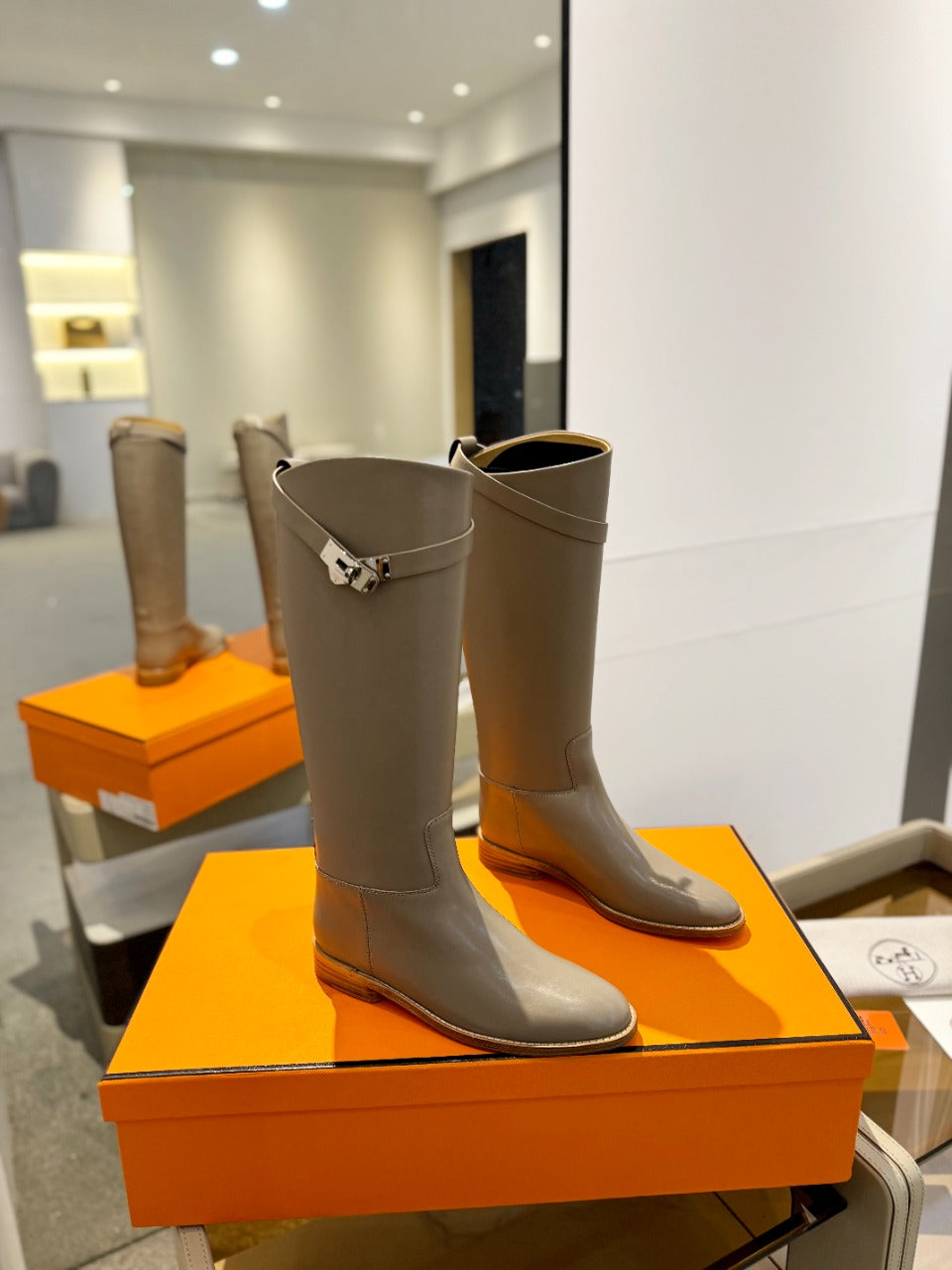 HERMES STIVALI JUMPING IN PEANUT BROWN CALFSKIN