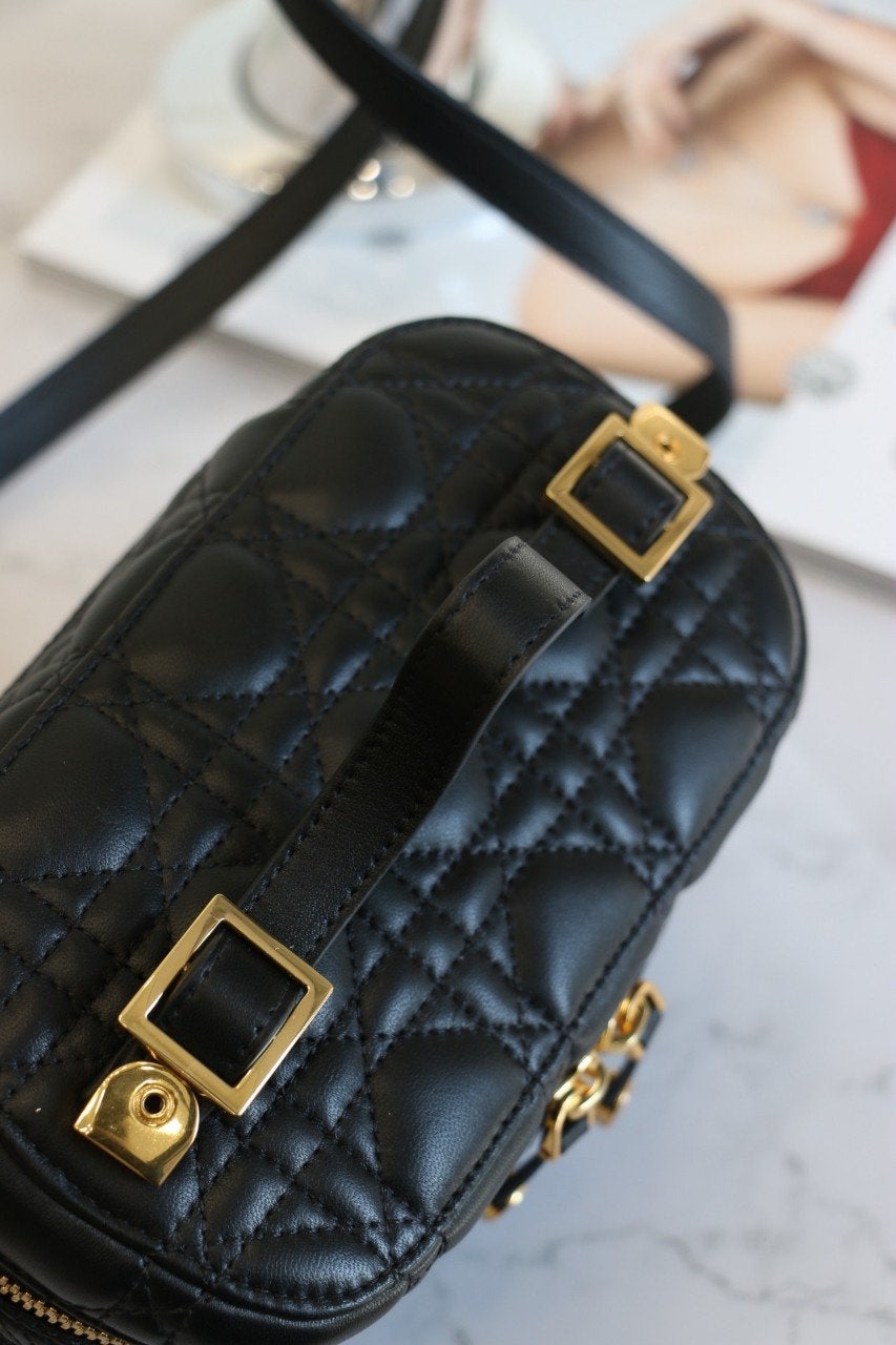 DIOR SMALL TRAVEL VANITY CASE BLACK LAMBSKIN