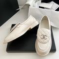 CHANEL Moasins White Quilted Calfskin Silver