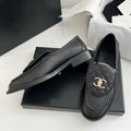 CHANEL Moasins Black Quilted Calfskin Gold